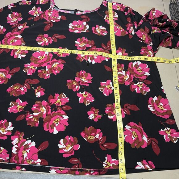 Halogen Womens Dark Floral Top Size 4X Bishop Sleeves Office Bloomcore Heavy - Picture 11 of 12